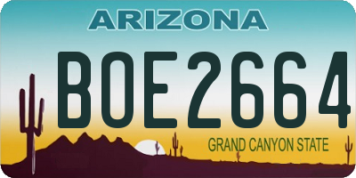 AZ license plate BOE2664