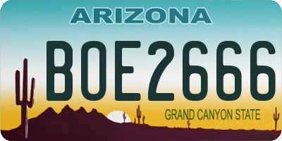 AZ license plate BOE2666
