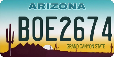 AZ license plate BOE2674