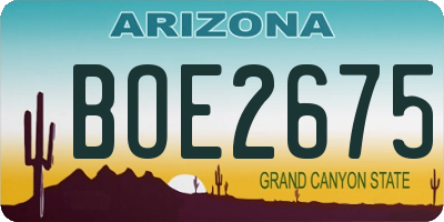 AZ license plate BOE2675