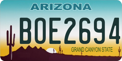 AZ license plate BOE2694