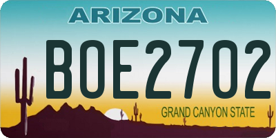 AZ license plate BOE2702