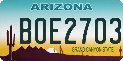 AZ license plate BOE2703