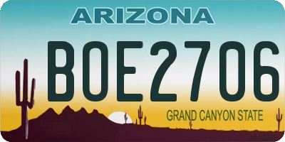 AZ license plate BOE2706