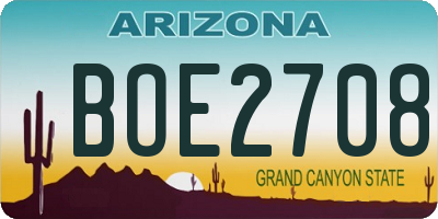 AZ license plate BOE2708