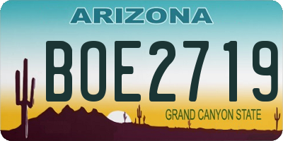 AZ license plate BOE2719