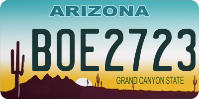 AZ license plate BOE2723