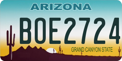 AZ license plate BOE2724