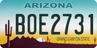 AZ license plate BOE2731