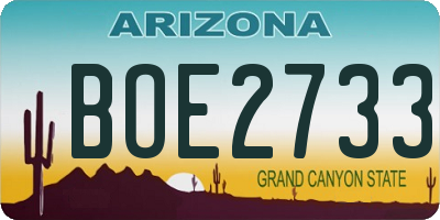 AZ license plate BOE2733