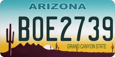 AZ license plate BOE2739