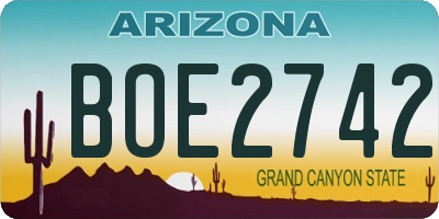 AZ license plate BOE2742