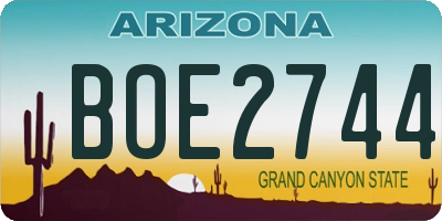 AZ license plate BOE2744