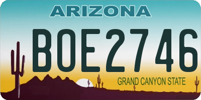 AZ license plate BOE2746