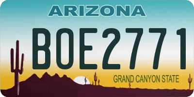 AZ license plate BOE2771