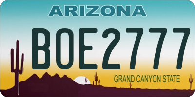 AZ license plate BOE2777