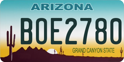 AZ license plate BOE2780