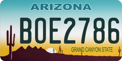 AZ license plate BOE2786