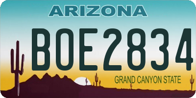 AZ license plate BOE2834