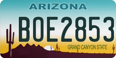 AZ license plate BOE2853