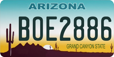 AZ license plate BOE2886