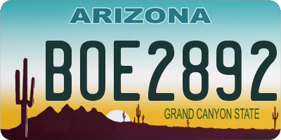 AZ license plate BOE2892
