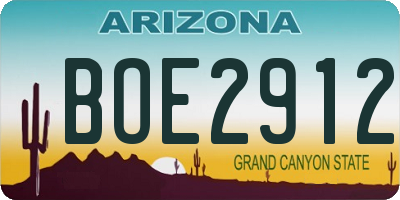 AZ license plate BOE2912