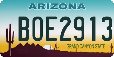 AZ license plate BOE2913