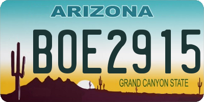 AZ license plate BOE2915