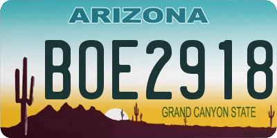 AZ license plate BOE2918