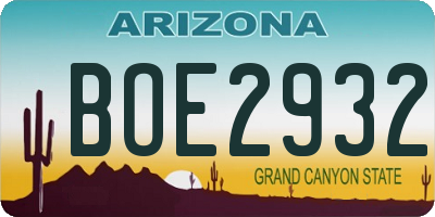 AZ license plate BOE2932