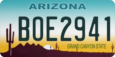 AZ license plate BOE2941