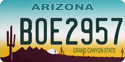 AZ license plate BOE2957