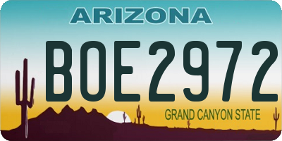AZ license plate BOE2972