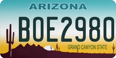 AZ license plate BOE2980