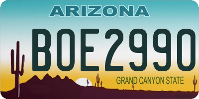 AZ license plate BOE2990