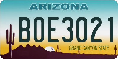AZ license plate BOE3021