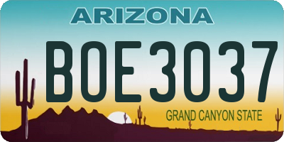 AZ license plate BOE3037