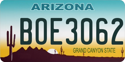 AZ license plate BOE3062