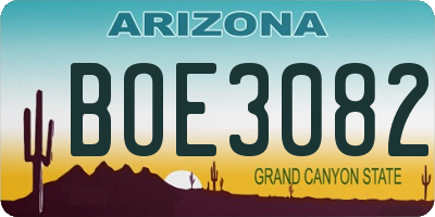 AZ license plate BOE3082