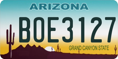 AZ license plate BOE3127