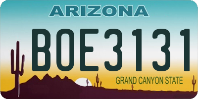 AZ license plate BOE3131