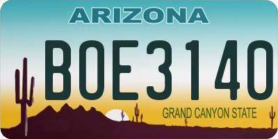 AZ license plate BOE3140