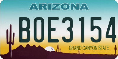AZ license plate BOE3154