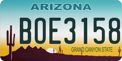 AZ license plate BOE3158