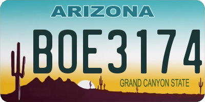 AZ license plate BOE3174