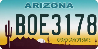 AZ license plate BOE3178