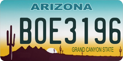 AZ license plate BOE3196