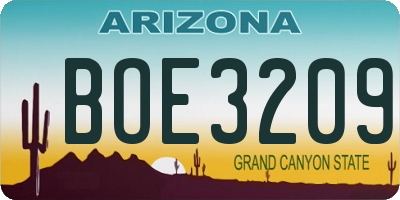 AZ license plate BOE3209