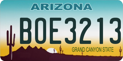AZ license plate BOE3213